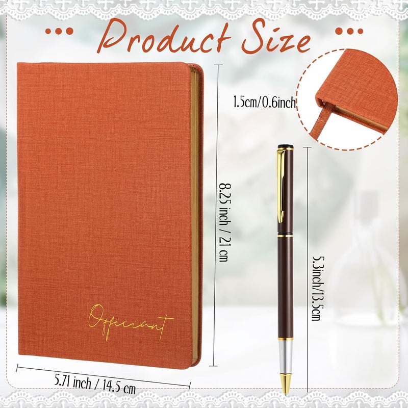 Engrowtic Brown Wedding Officiant Book with Black Ink Pen 5.25 x 8.25 Inch Hardcover Journal Notebook with 192 Pages Officiant Gift Pastor Gift for Wedding Ceremony Sermon Minister (Classic) - Image 2